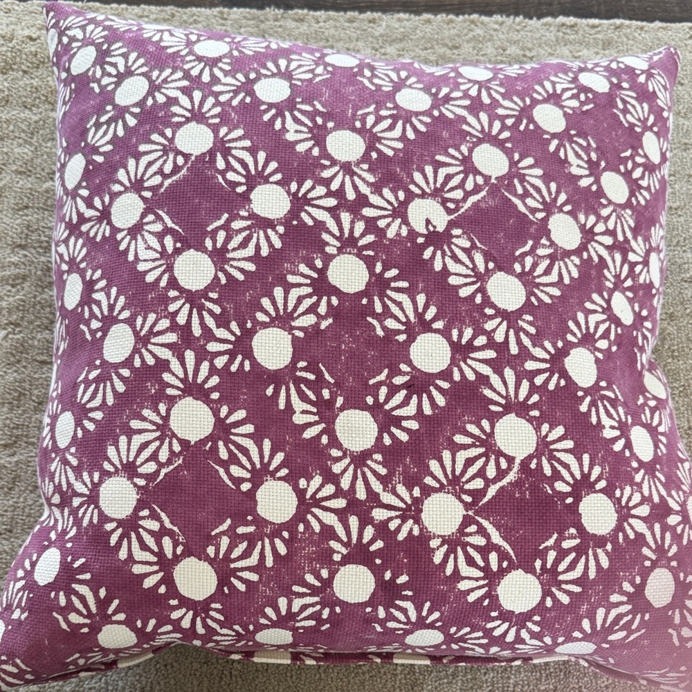 John Robshaw Purple Floral Motif Accent Pillow